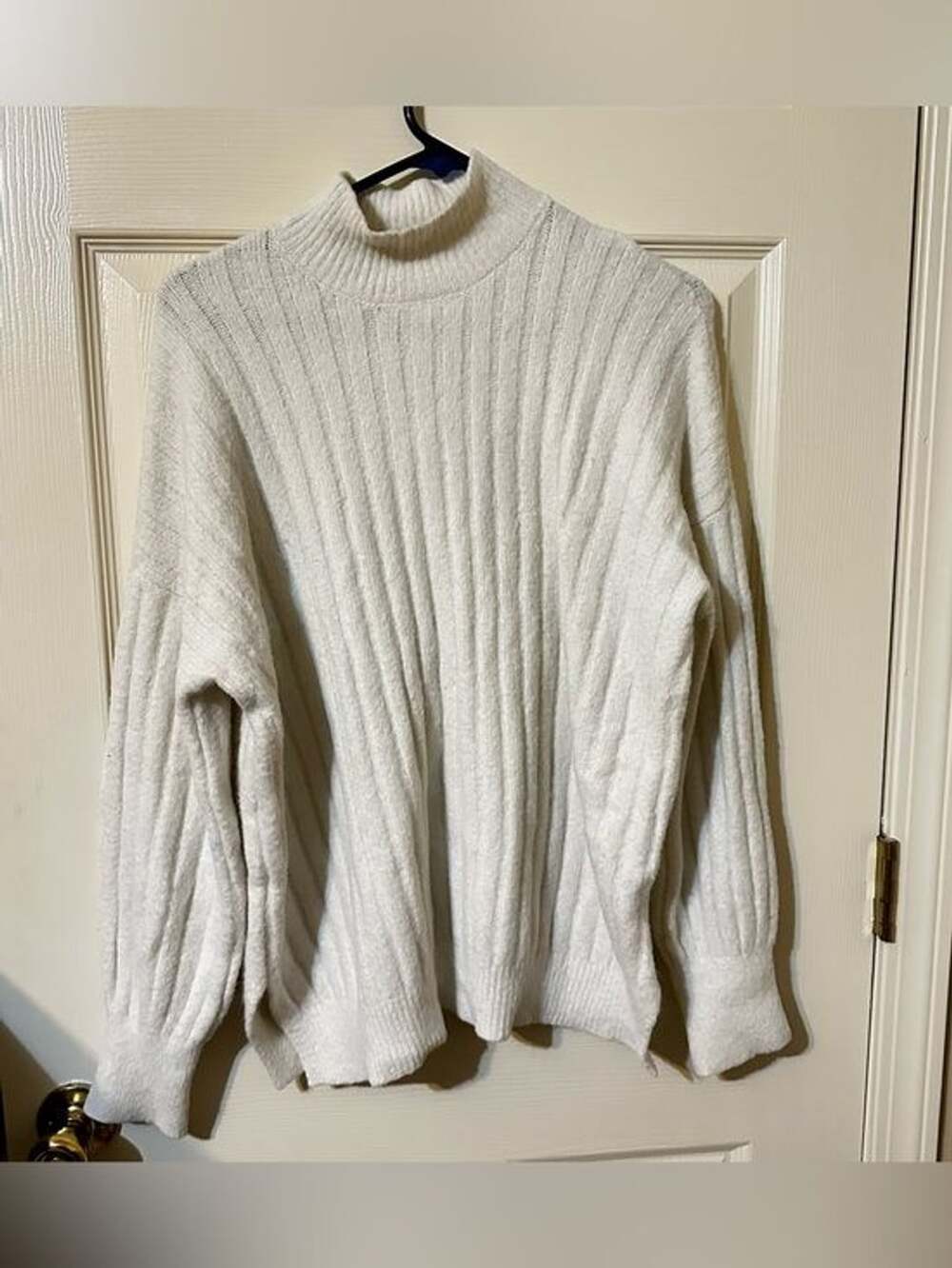 Cozy High-Neck Ribbed Sweater in Cream
